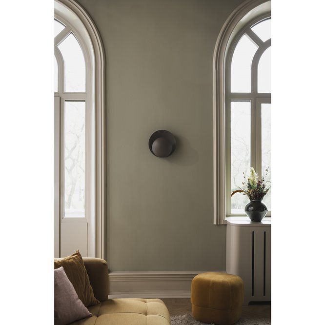 Okrągły kinkiet dark japandi ciemny brąz Orbit zgaszony